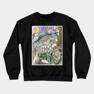 Cat Pirate Treasure - White Outlined Version Crewneck Sweatshirt